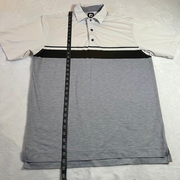 FootJoy Stripe Color Block Short Sleeve Self Collar Polo Size L Golf Lightweight - Picture 8 of 10
